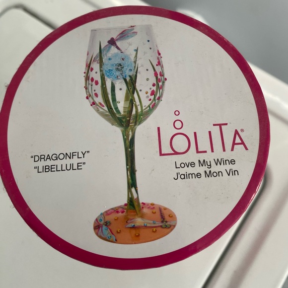 Lolita Wine Glass, NIB, dragonfly style, 15 oz. - Picture 4 of 7